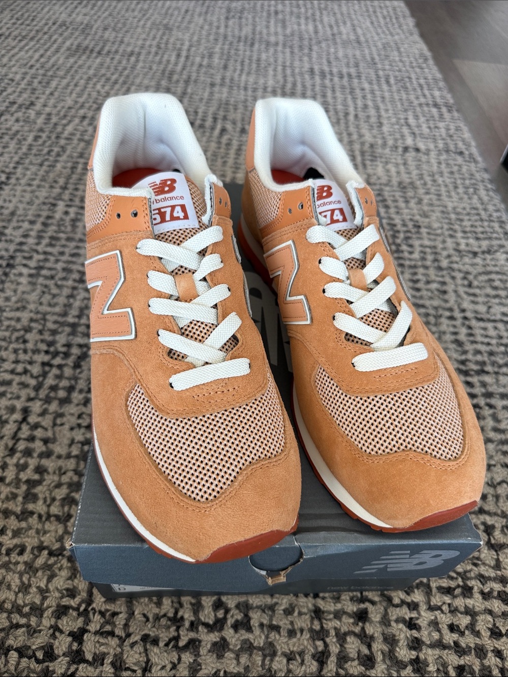 New Balance 574 Men's Sneakers in Orange and White